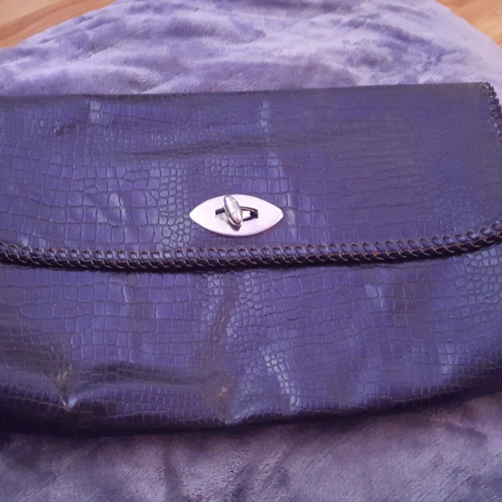 Vintage large leather envelope clutch